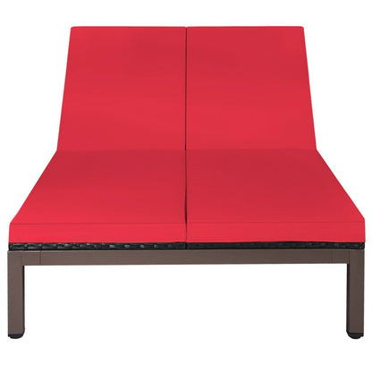 2-Person Patio Rattan Lounge Chair with Adjustable Backrest, Red Outdoor Chaise Lounges   at Gallery Canada