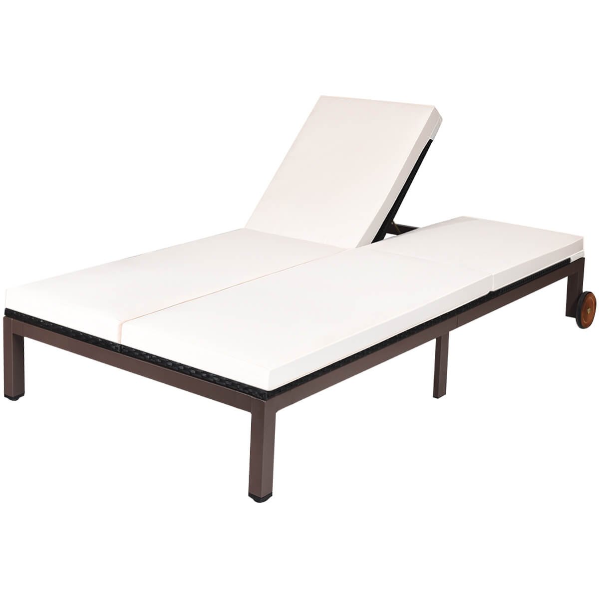 2-Person Patio Rattan Lounge Chair with Adjustable Backrest, White Outdoor Chaise Lounges   at Gallery Canada