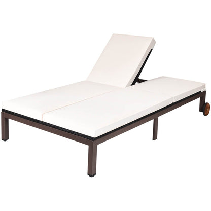 2-Person Patio Rattan Lounge Chair with Adjustable Backrest, White Outdoor Chaise Lounges   at Gallery Canada