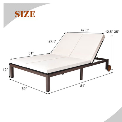 2-Person Patio Rattan Lounge Chair with Adjustable Backrest, White Outdoor Chaise Lounges   at Gallery Canada