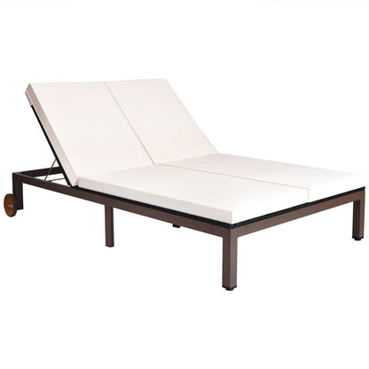 2-Person Patio Rattan Lounge Chair with Adjustable Backrest, White Outdoor Chaise Lounges   at Gallery Canada