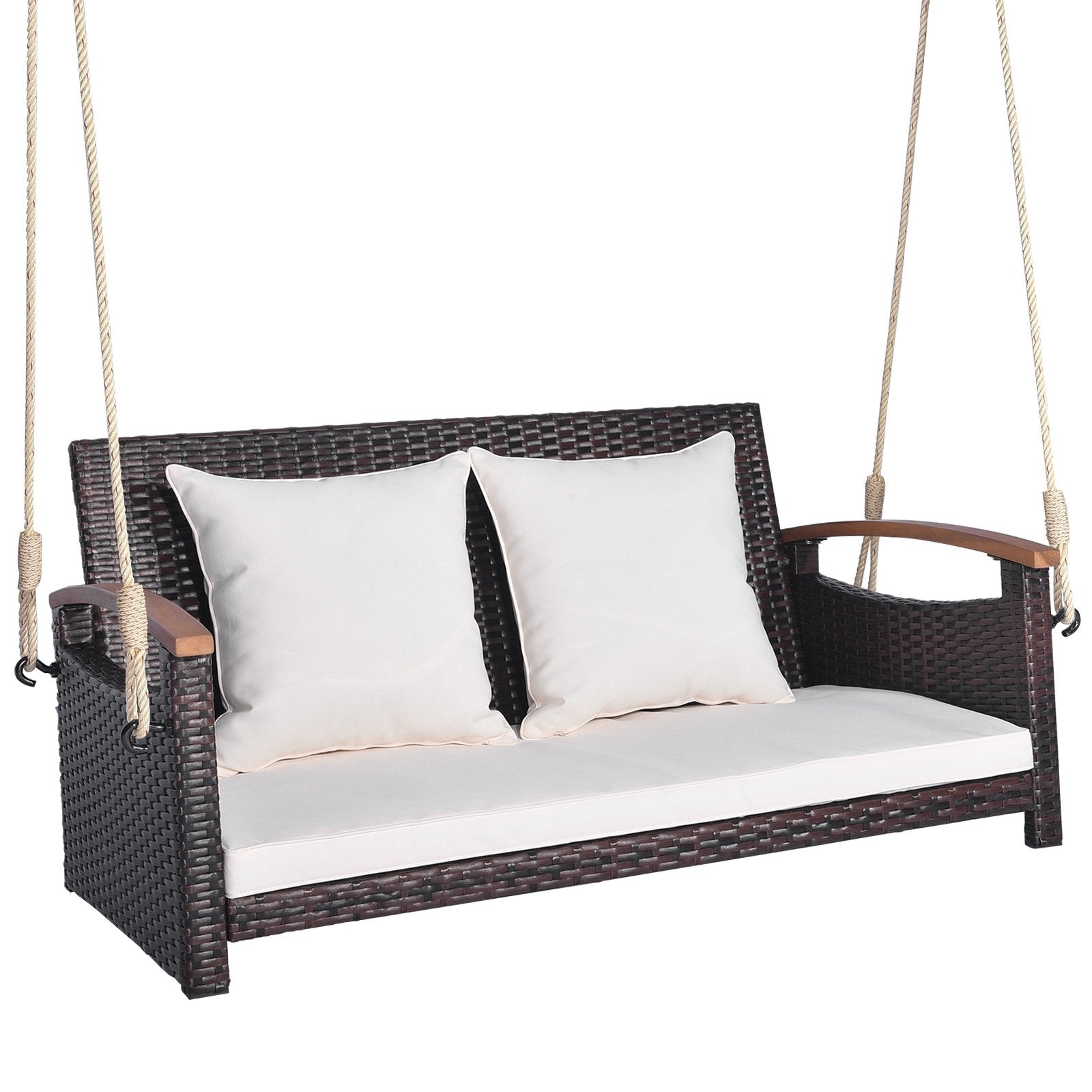 2-Person Patio Rattan Porch Swing, Brown Porch Swings   at Gallery Canada