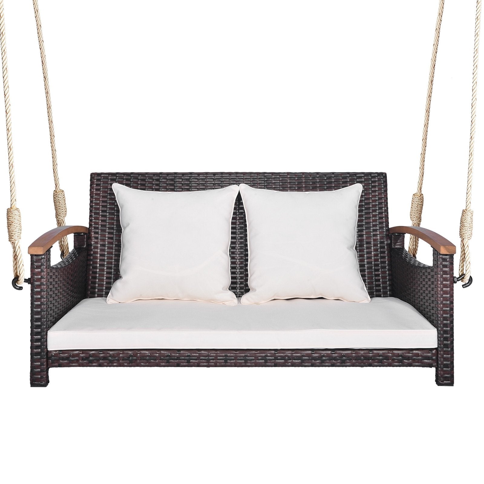 2-Person Patio Rattan Porch Swing, Brown Porch Swings   at Gallery Canada