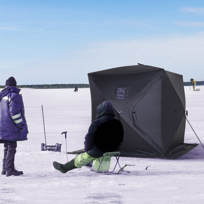 2 Person Pop Up Ice Fishing Tent Shelter, Fishing Shanty, with Carry Bag, Black Ice Fishing Tents   at Gallery Canada