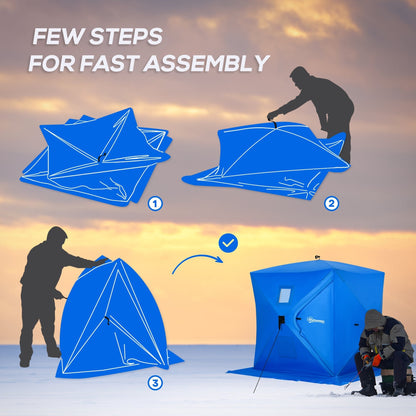 2 Person Pop Up Ice Fishing Tent Shelter, Fishing Shanty, with Carry Bag, Blue Ice Fishing Tents   at Gallery Canada