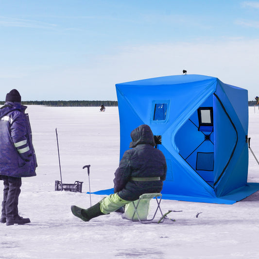 2 Person Pop Up Ice Fishing Tent Shelter, Fishing Shanty, with Carry Bag, Blue - Gallery Canada