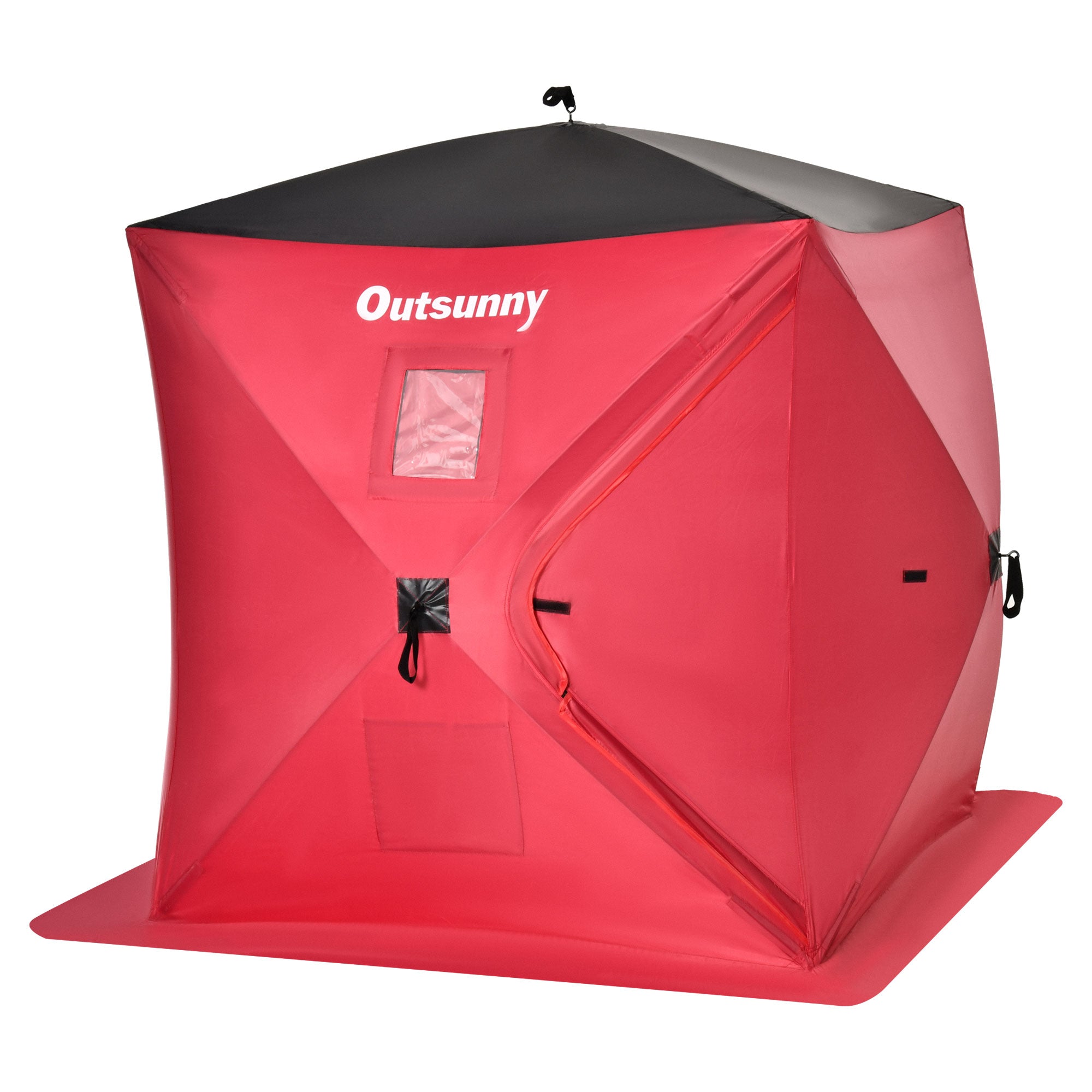 2 Person Pop Up Ice Fishing Tent Shelter, Fishing Shanty, with Carry Bag, Red Ice Fishing Tents Red  at Gallery Canada