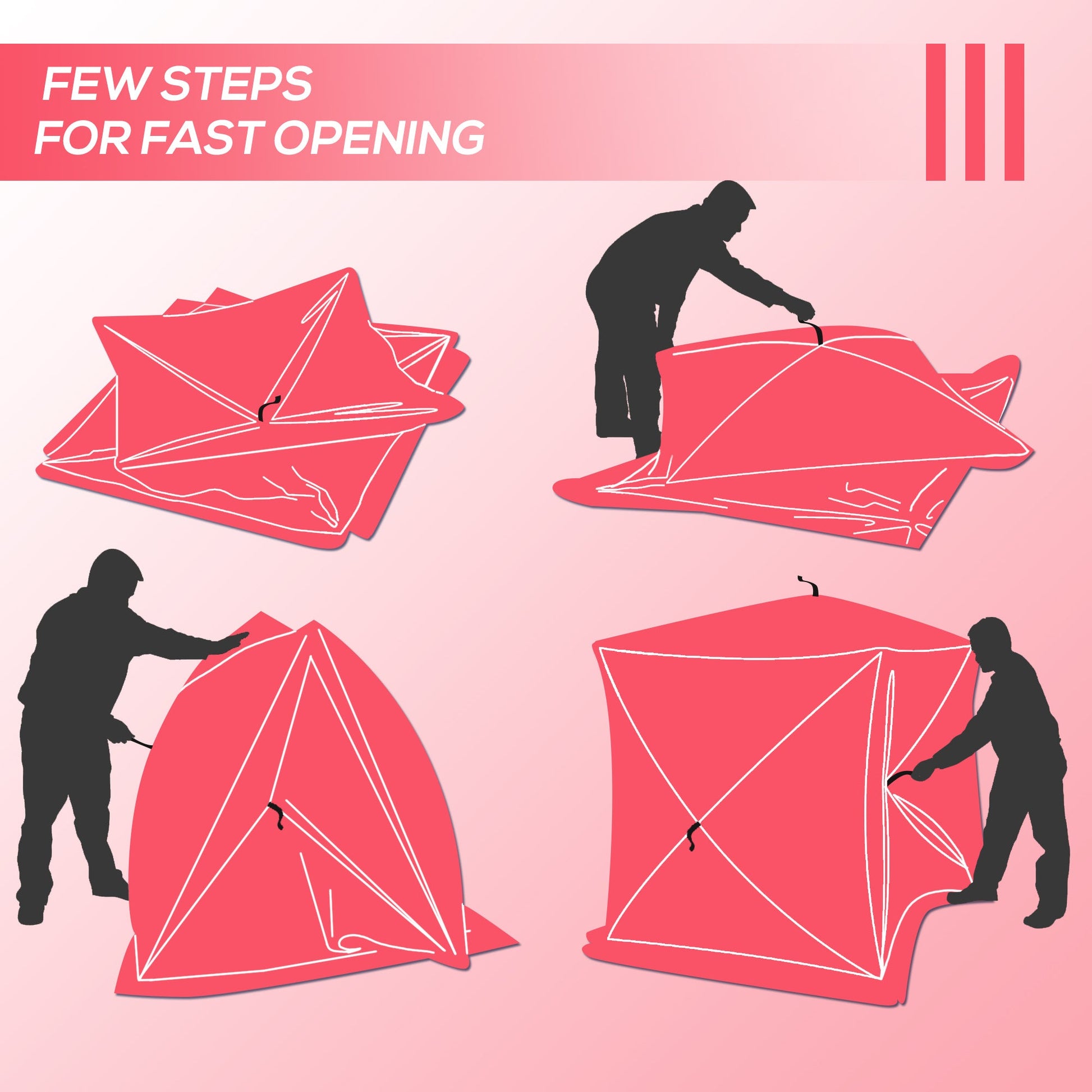 2 Person Pop Up Ice Fishing Tent Shelter, Fishing Shanty, with Carry Bag, Red Ice Fishing Tents   at Gallery Canada