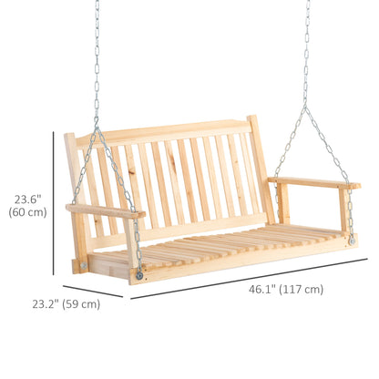 2-Person Porch Swing Bench, Patio Swing Chair with 2 Adjustable Hanging Chains for Deck, Garden, Backyard, Natural Hanging Porch Swings   at Gallery Canada