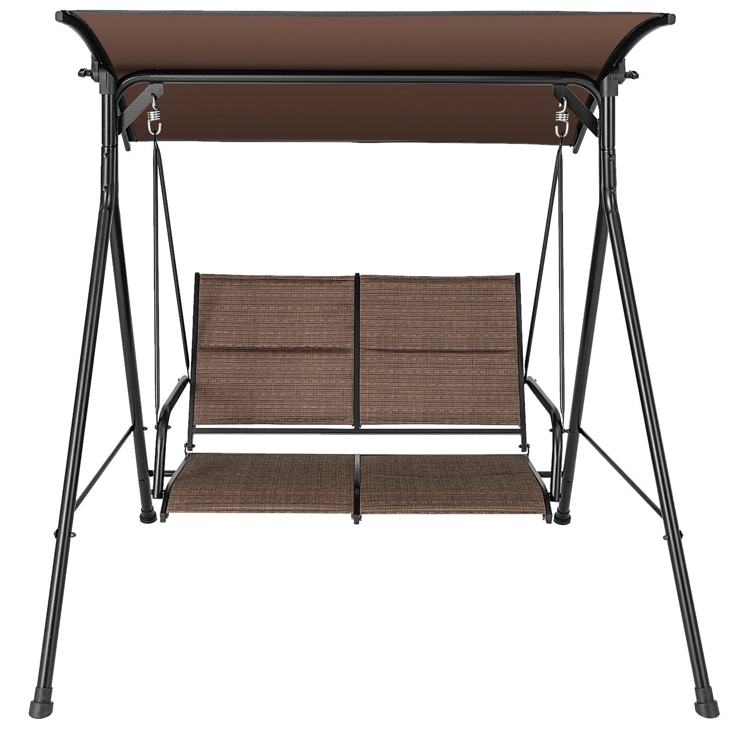 2 Person Porch Swing with Adjustable Canopy and Padded Seat, Brown Porch Swings   at Gallery Canada