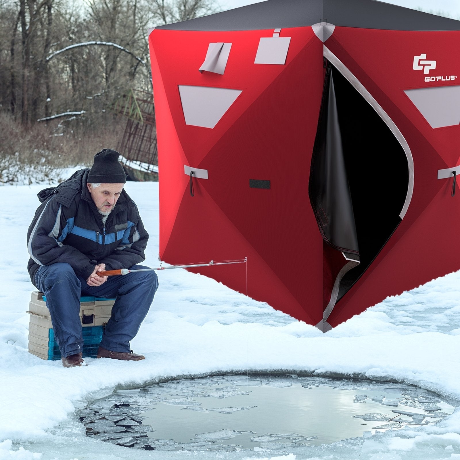 2-person Portable Pop-up Ice Shelter Fishing Tent with Bag, Red Tents   at Gallery Canada