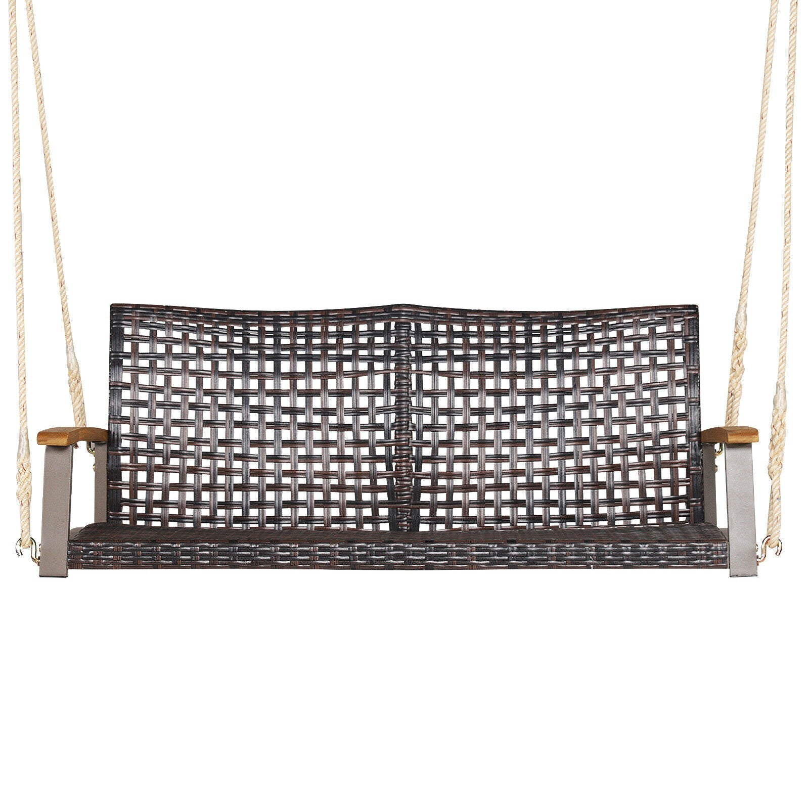 2-Person Rattan Hanging Porch Swing Chair, Black Porch Swings   at Gallery Canada