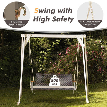 2-Person Rattan Hanging Porch Swing Chair, Off White Porch Swings   at Gallery Canada