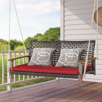 2-Person Rattan Hanging Porch Swing Chair, Red Porch Swings   at Gallery Canada