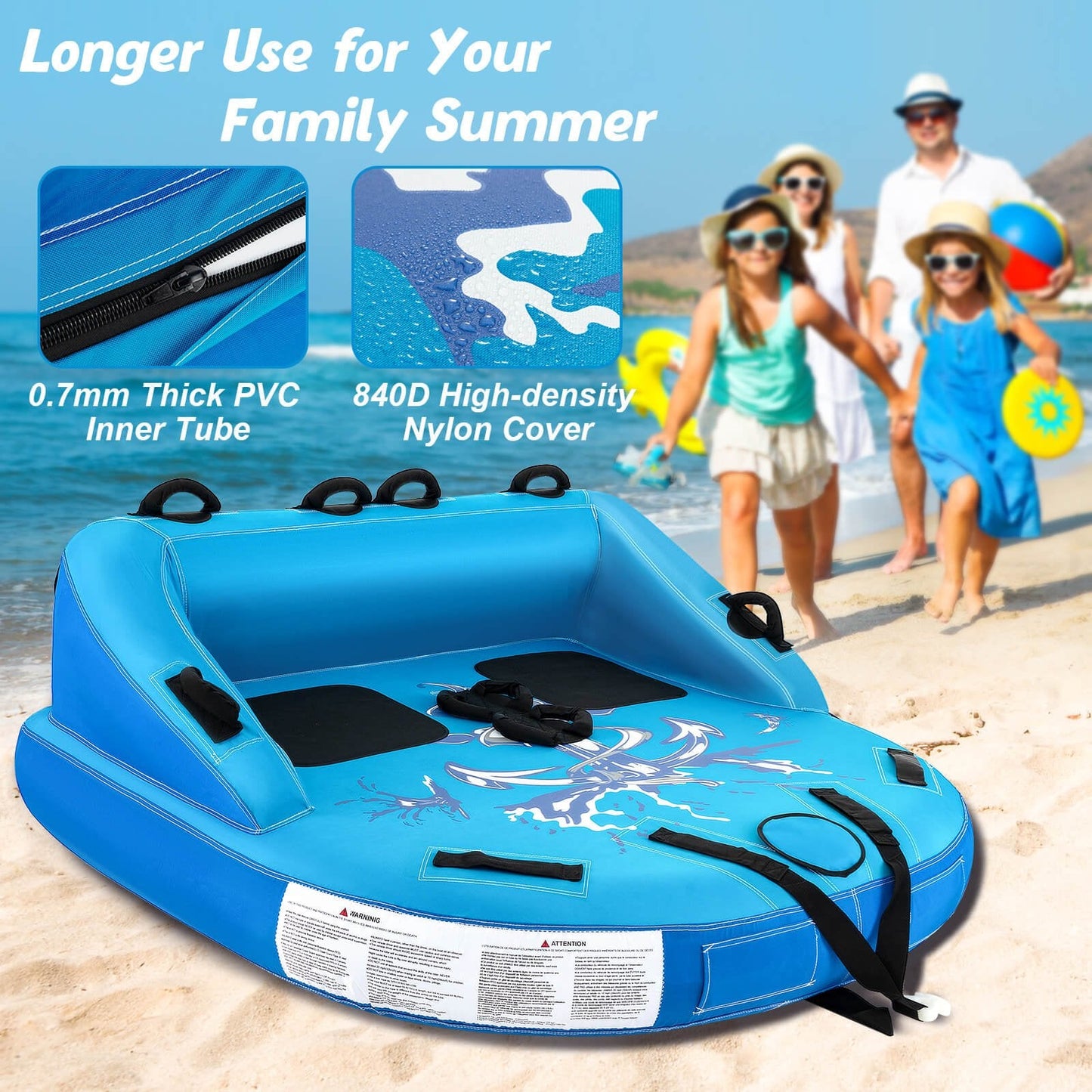 2 Person Water Sport Inflatable Towable Tubes for Boating, Blue Water Sports   at Gallery Canada