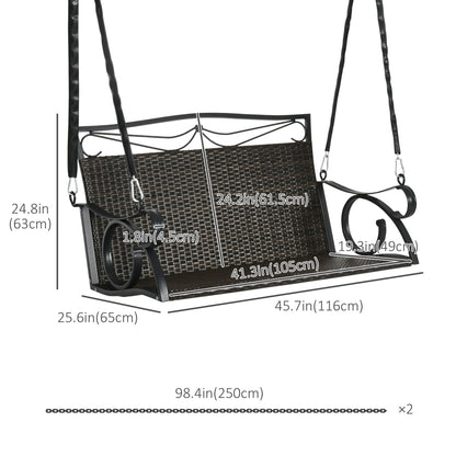 2-Person Wicker Porch Swing for Outside, Hanging Swing Bench with Steel Chains for Garden, Deck, Backyard, 528lbs Weight Capacity Patio Swings with Stand   at Gallery Canada