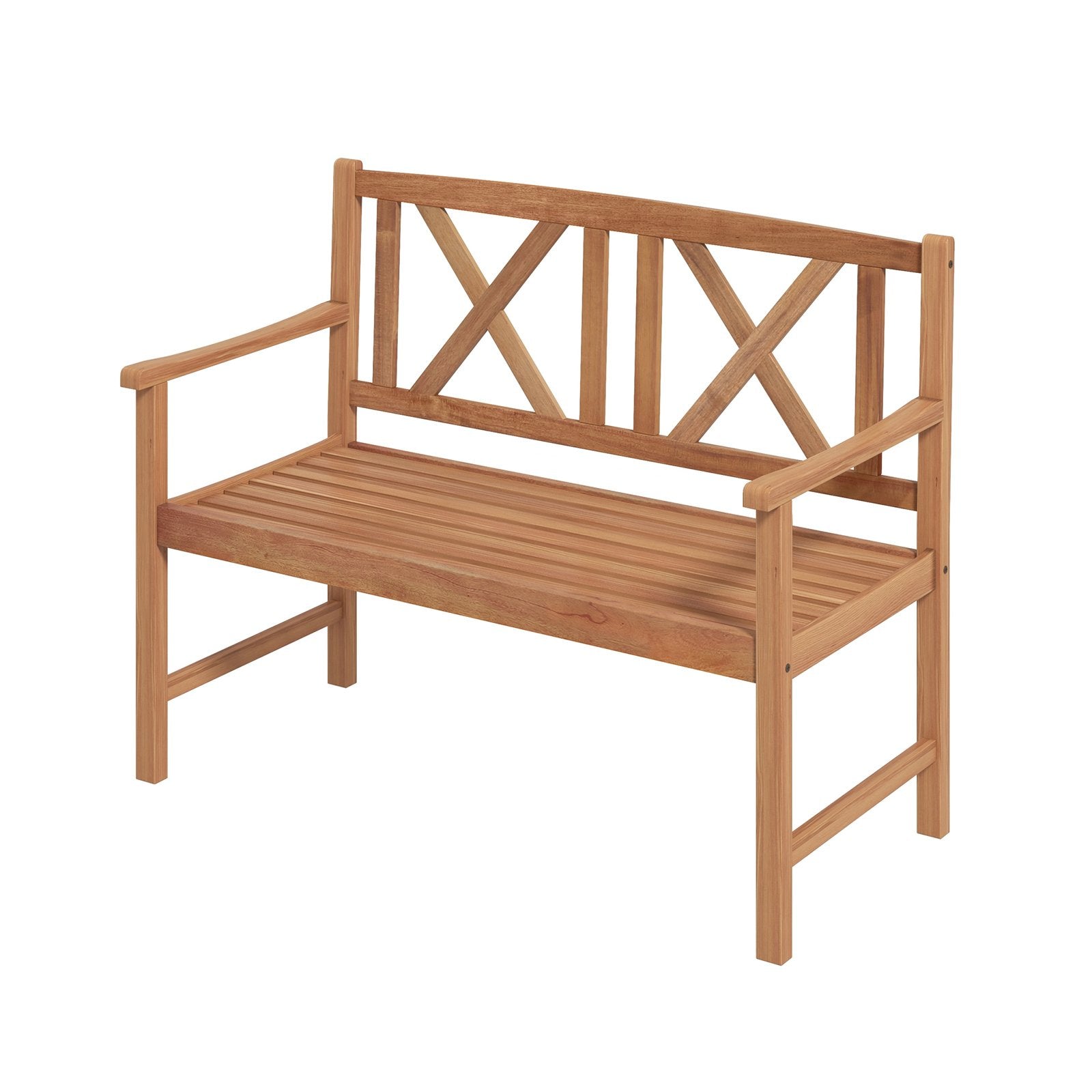 2-Person Wood Outdoor Bench with Cozy Armrest and Backrest, Brown Outdoor Benches   at Gallery Canada