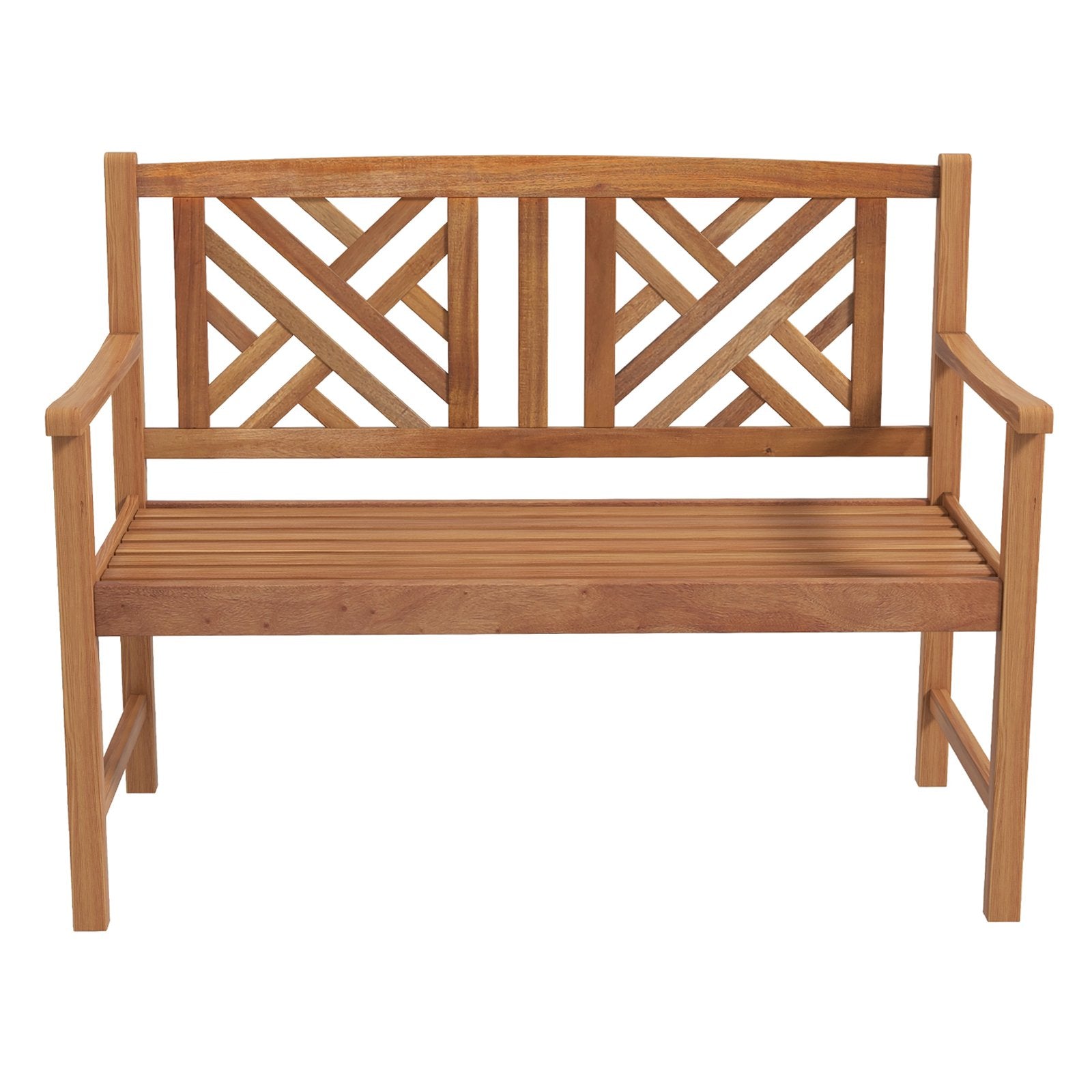 2-Person Wood Outdoor Bench with Cozy Armrest and Backrest, Brown Outdoor Benches   at Gallery Canada