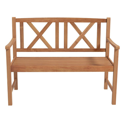 2-Person Wood Outdoor Bench with Cozy Armrest and Backrest, Brown Outdoor Benches   at Gallery Canada