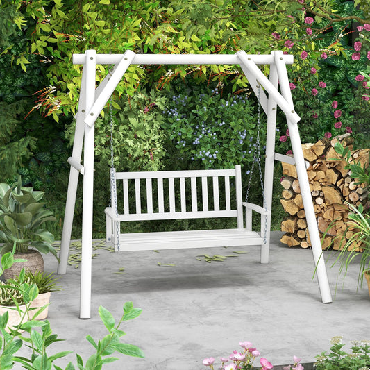 2-Person Wooden Outdoor Porch Swing with 500 lbs Weight Capacity, White Porch Swings   at Gallery Canada