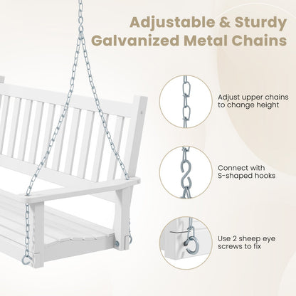 2-Person Wooden Outdoor Porch Swing with 500 lbs Weight Capacity, White Porch Swings   at Gallery Canada