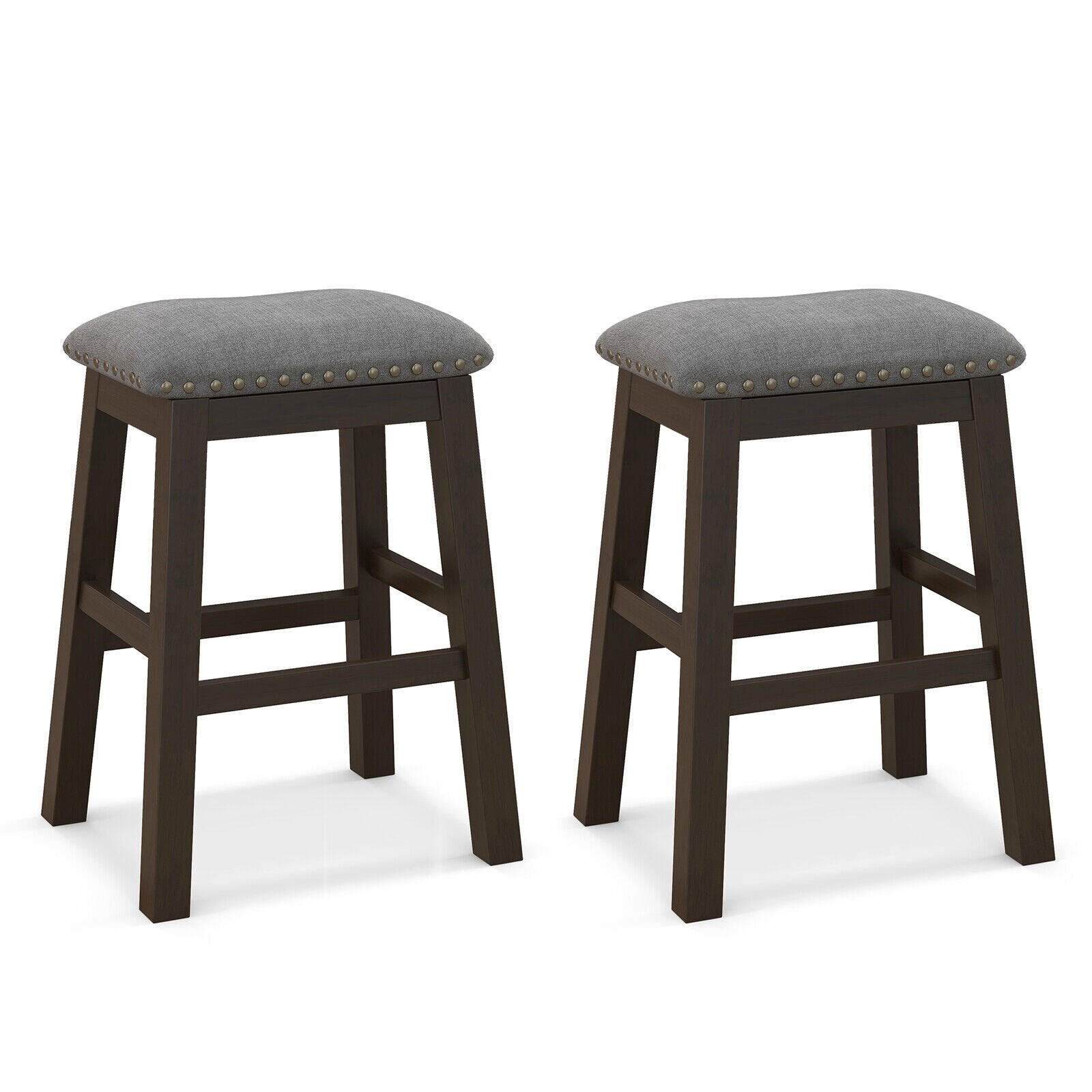 2 Piece 24.5 Inch Counter Height Bar Stool Set with Padded Seat, Gray Bar Stools   at Gallery Canada