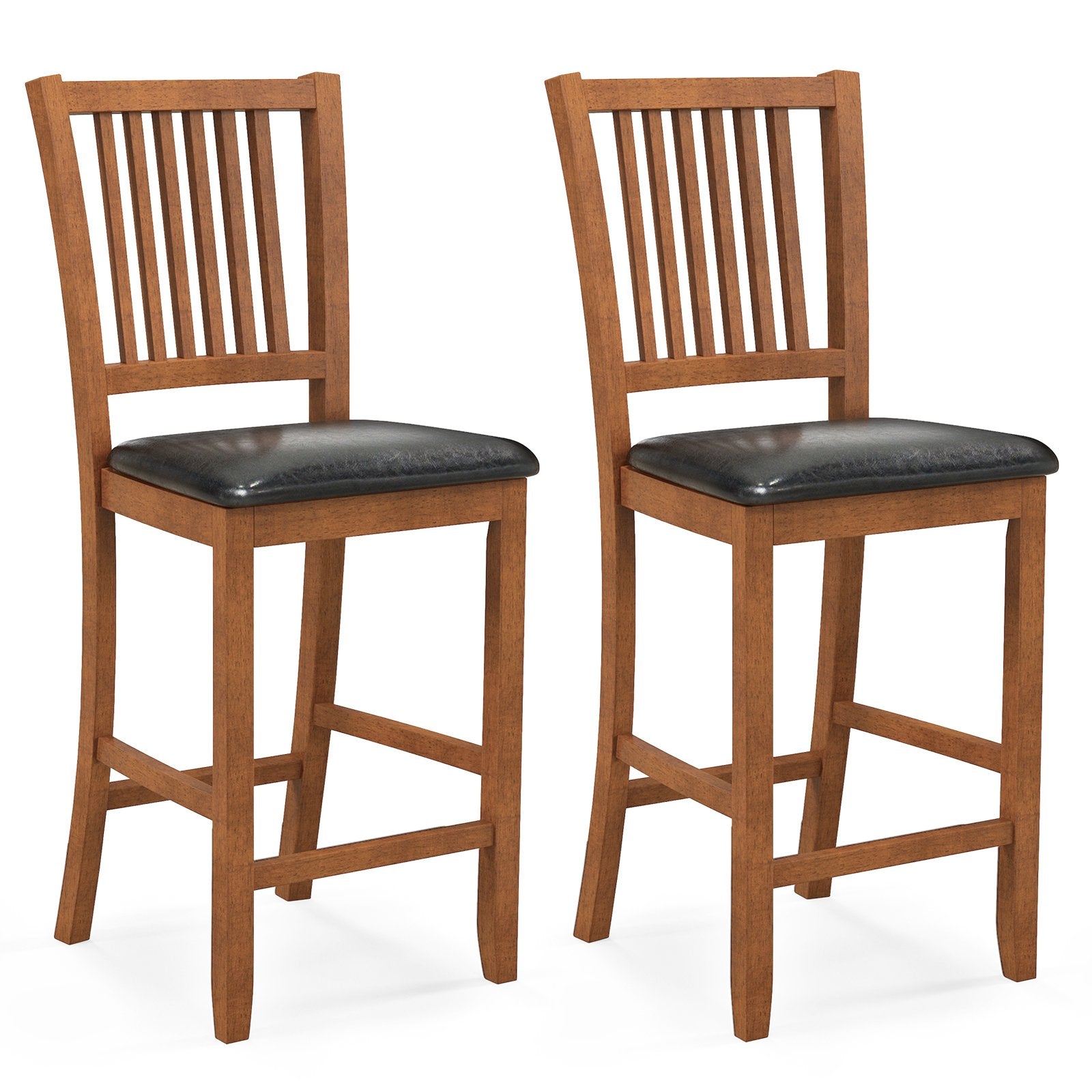 2-Piece Bar Chair Set Counter Height Bar Stool with Backrest, Walnut Bar Stools   at Gallery Canada