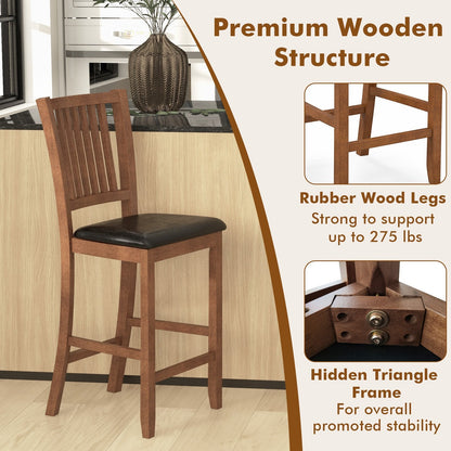 2-Piece Bar Chair Set Counter Height Bar Stool with Backrest, Walnut Bar Stools   at Gallery Canada