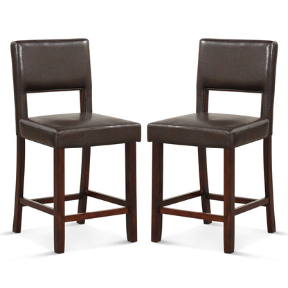 2 Piece Bar Chair Set with Hollowed Back and Rubber Wood Legs, Brown Bar Stools   at Gallery Canada