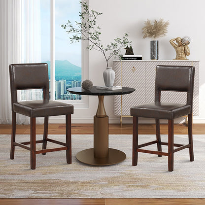 2 Piece Bar Chair Set with Hollowed Back and Rubber Wood Legs, Brown Bar Stools   at Gallery Canada