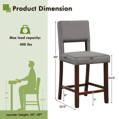 2 Piece Bar Chair Set with Hollowed Back and Rubber Wood Legs, Gray Bar Stools   at Gallery Canada