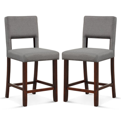 2 Piece Bar Chair Set with Hollowed Back and Rubber Wood Legs, Gray Bar Stools   at Gallery Canada