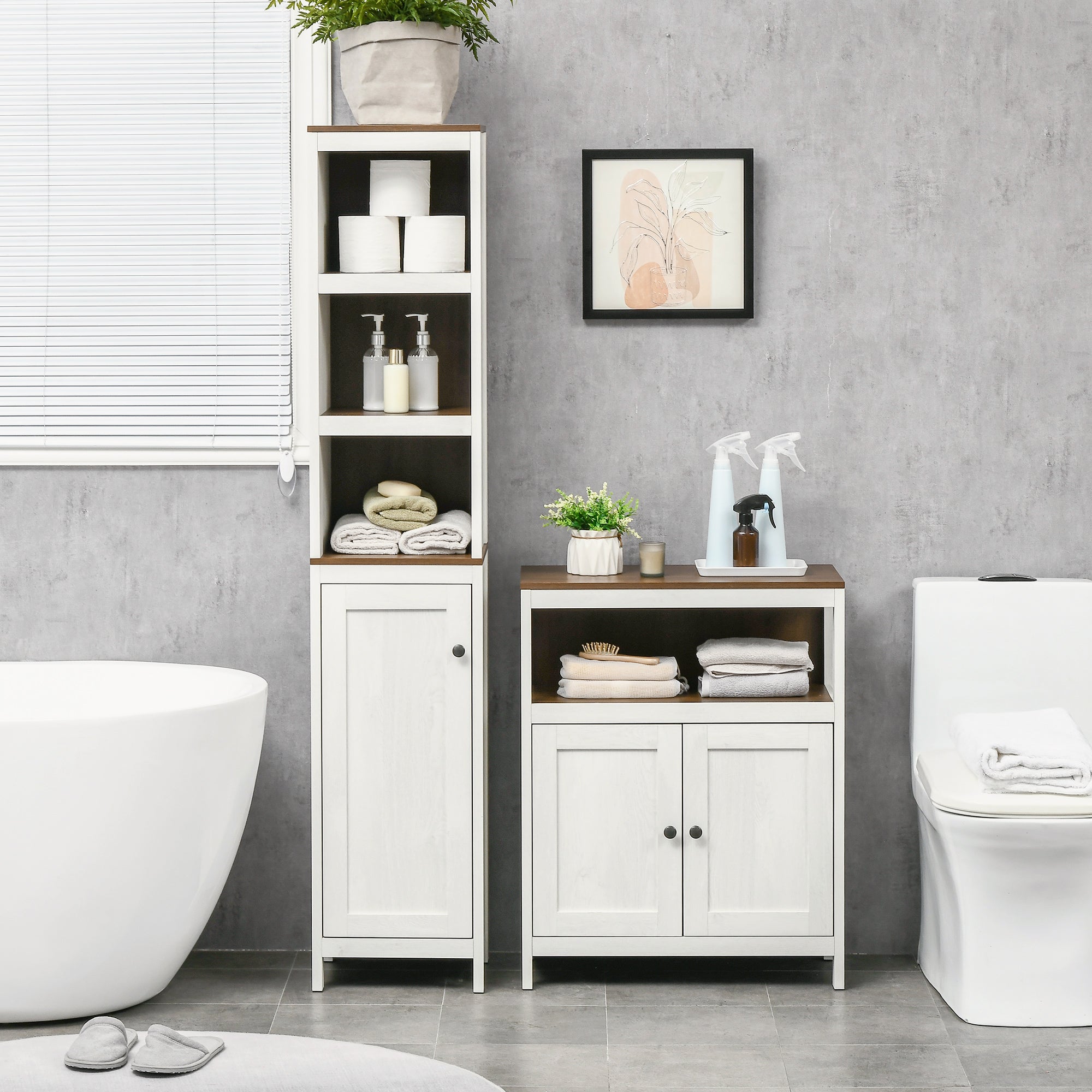 Slim Tall Bathroom Storage Cabinets with Shelves and Doors, White Storage Cabinets White  at Gallery Canada