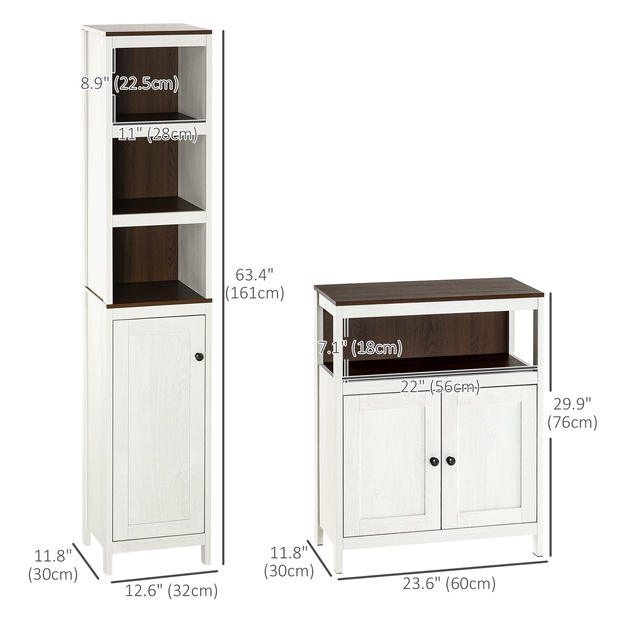 Slim Tall Bathroom Storage Cabinets with Shelves and Doors, White Storage Cabinets   at Gallery Canada