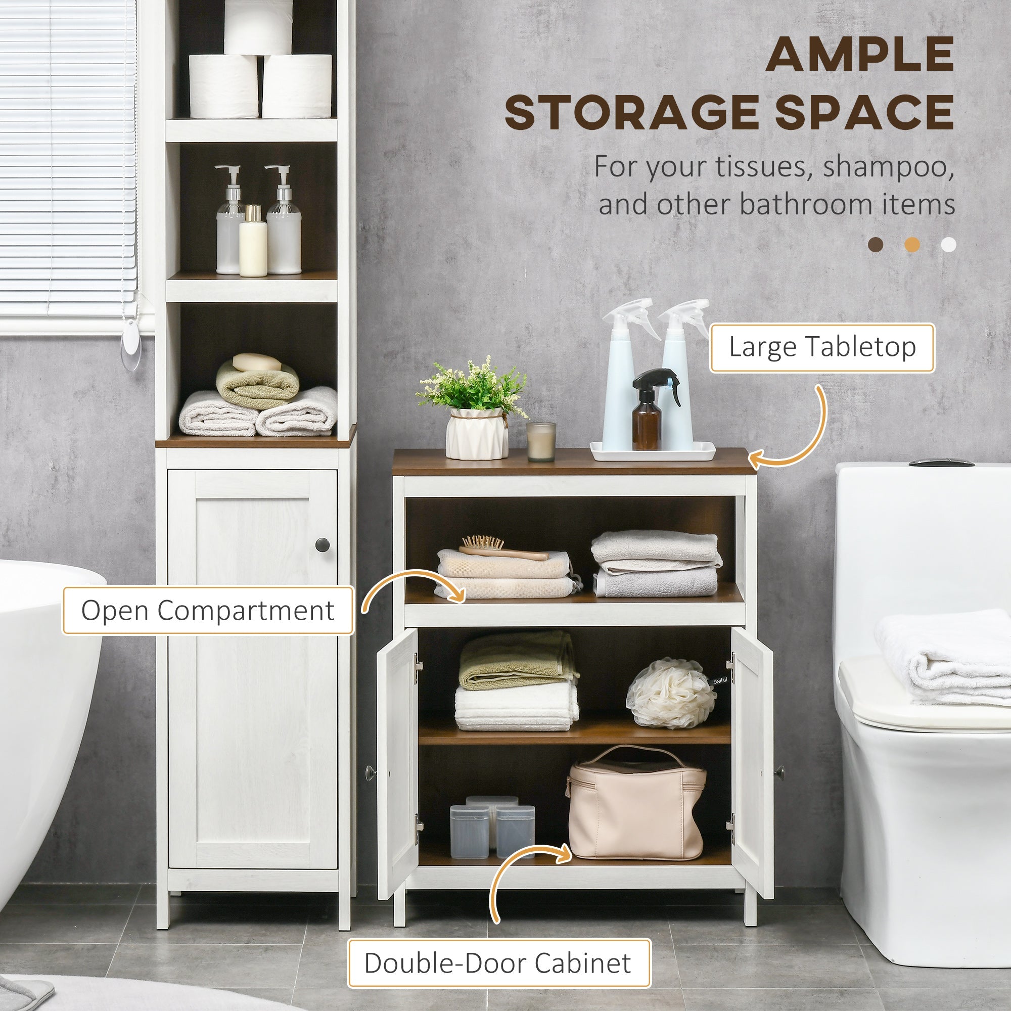 Slim Tall Bathroom Storage Cabinets with Shelves and Doors, White Storage Cabinets   at Gallery Canada