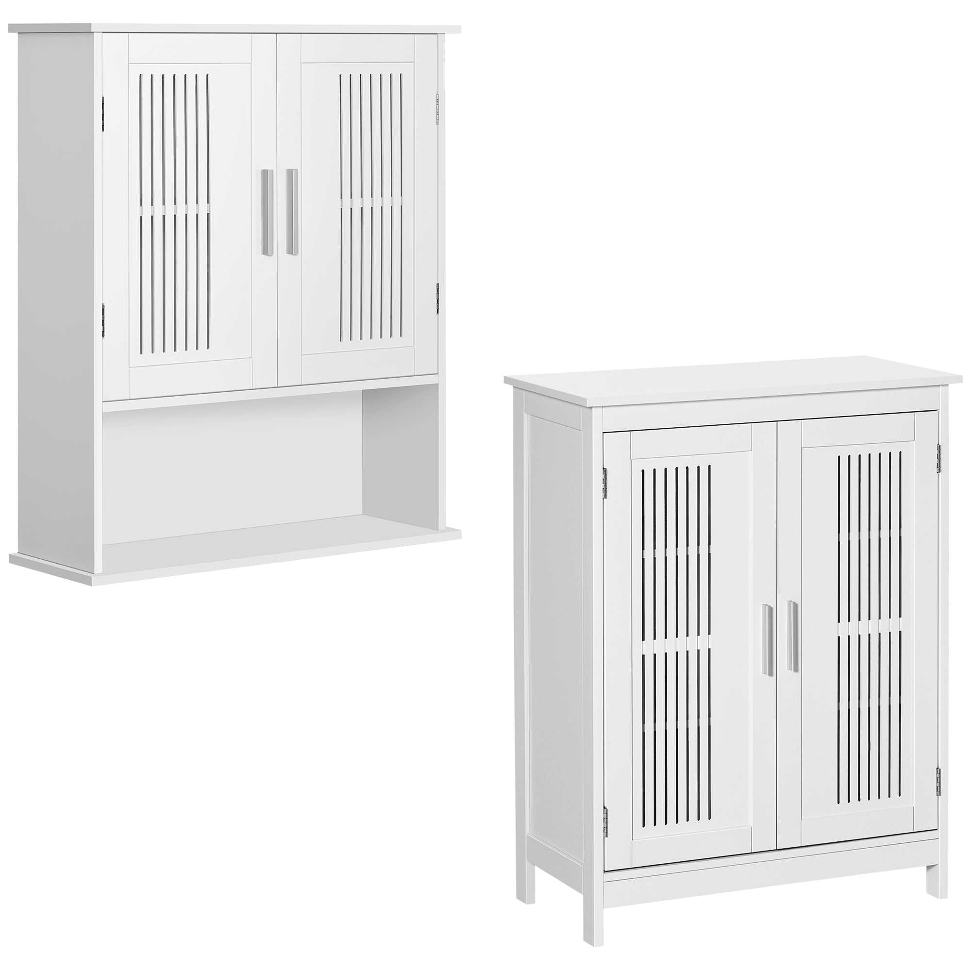 Small Bathroom Storage Set: Wall Mount Medicine Cabinet & Floor Cabinet, White Storage Cabinets   at Gallery Canada