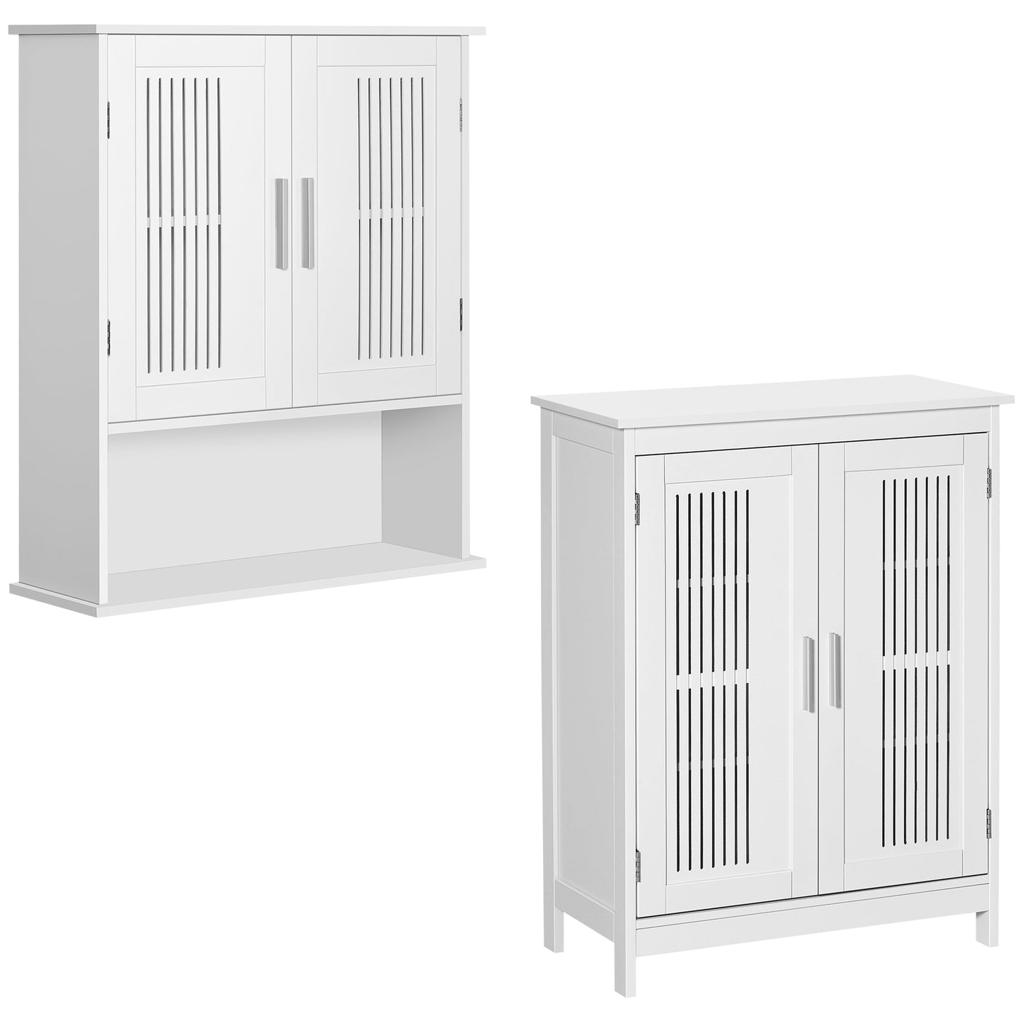 Small Bathroom Storage Set: Wall Mount Medicine Cabinet & Floor Cabinet, White Storage Cabinets   at Gallery Canada