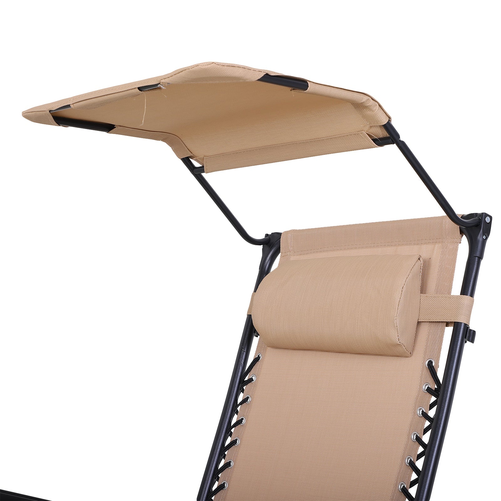 Foldable Zero Gravity Lounge Chair with Canopy, Tray & Cup Holder, Beige Lounger Chairs   at Gallery Canada