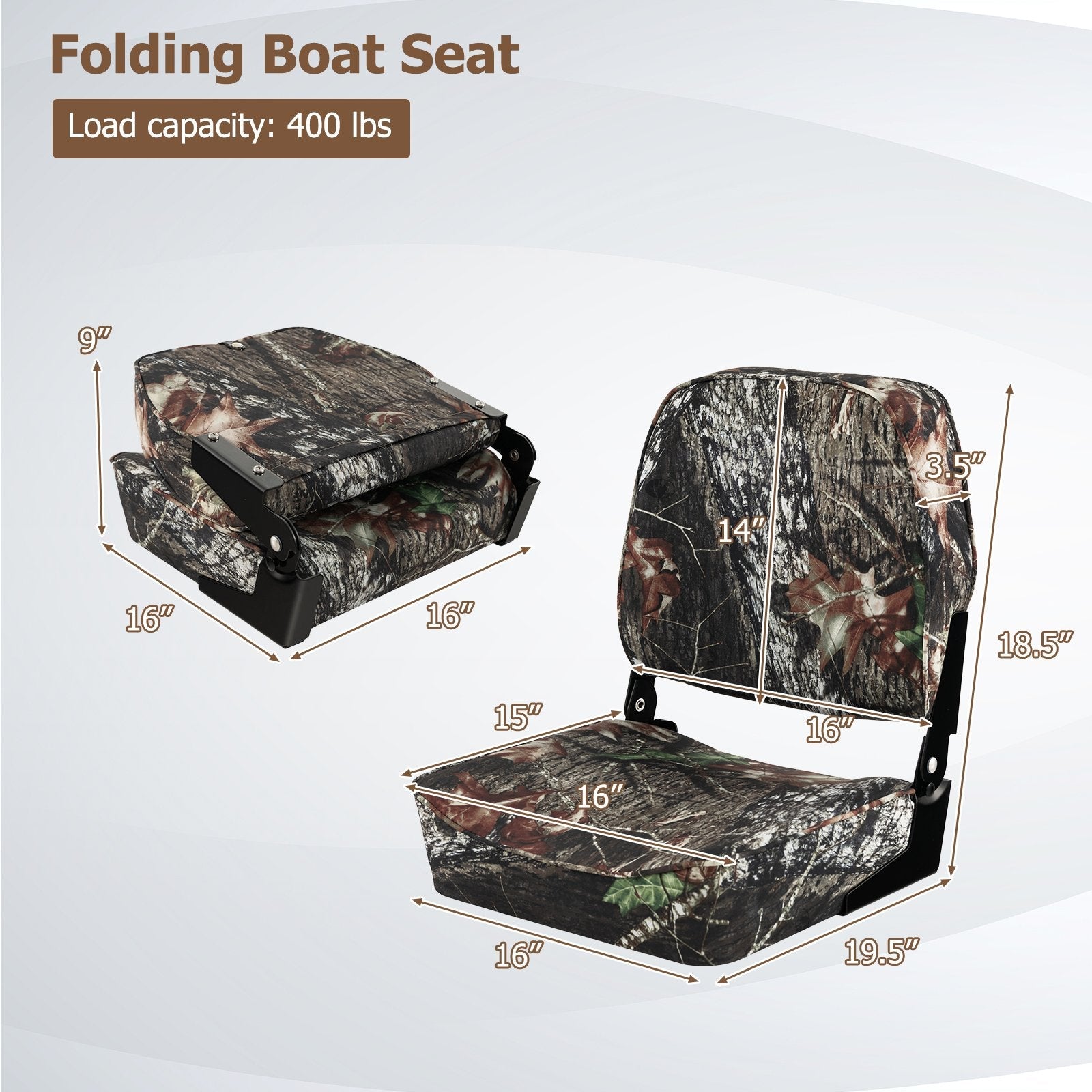 2-Piece Folding Boat Seat Set with Sponge Padding, Camouflage Water Sports   at Gallery Canada