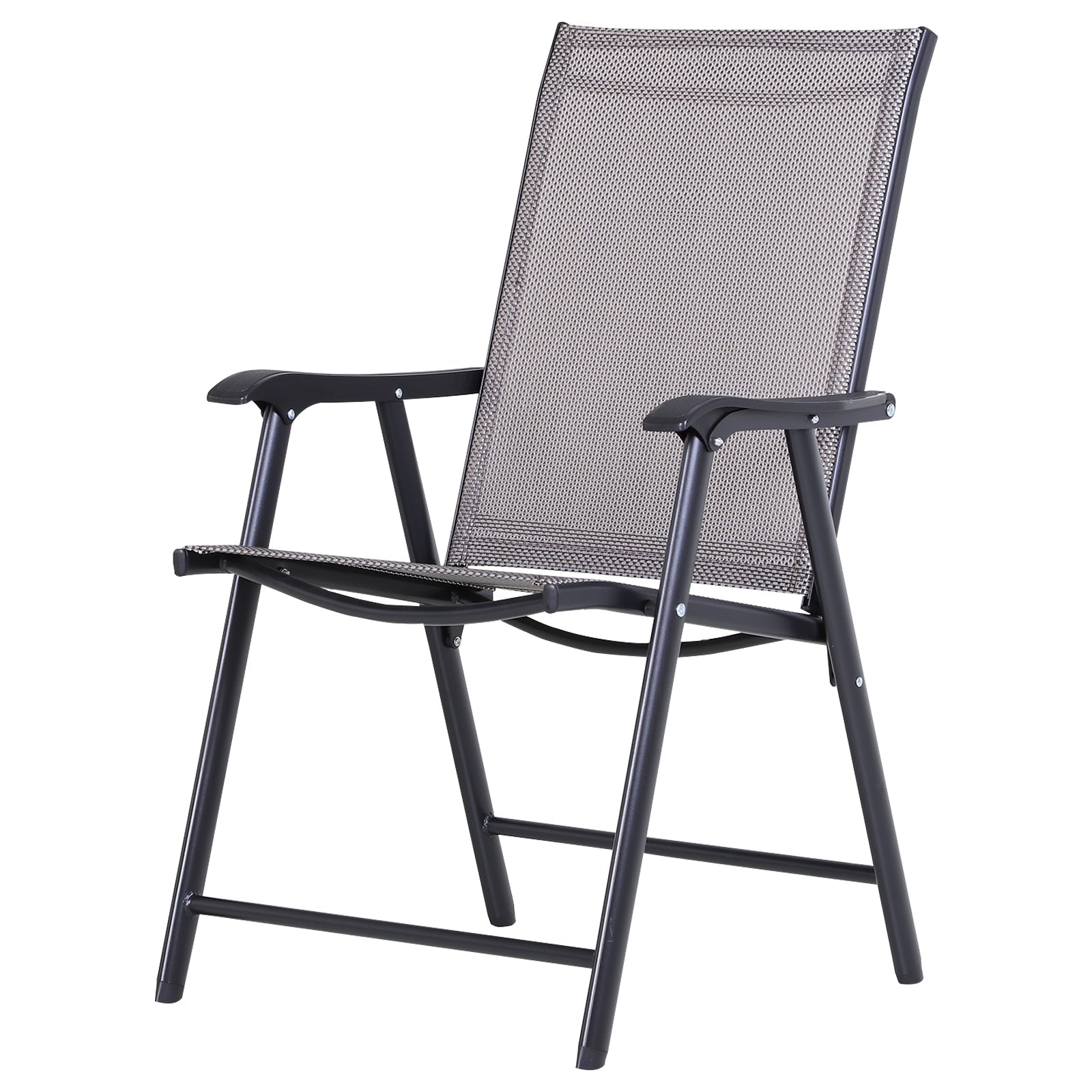 2-Piece Folding Dining Chair Set for Relaxing on Patio, Balcony, or Garden, Comfortable Outdoor Furniture with Armrests, Grey Patio Chairs   at Gallery Canada