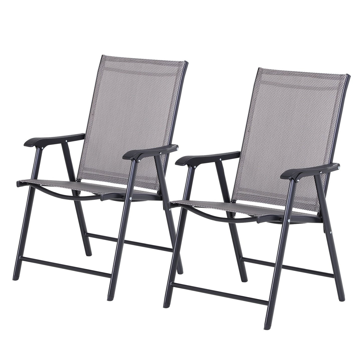 2-Piece Folding Dining Chair Set for Relaxing on Patio, Balcony, or Garden, Comfortable Outdoor Furniture with Armrests, Grey Patio Chairs Multi Colour  at Gallery Canada