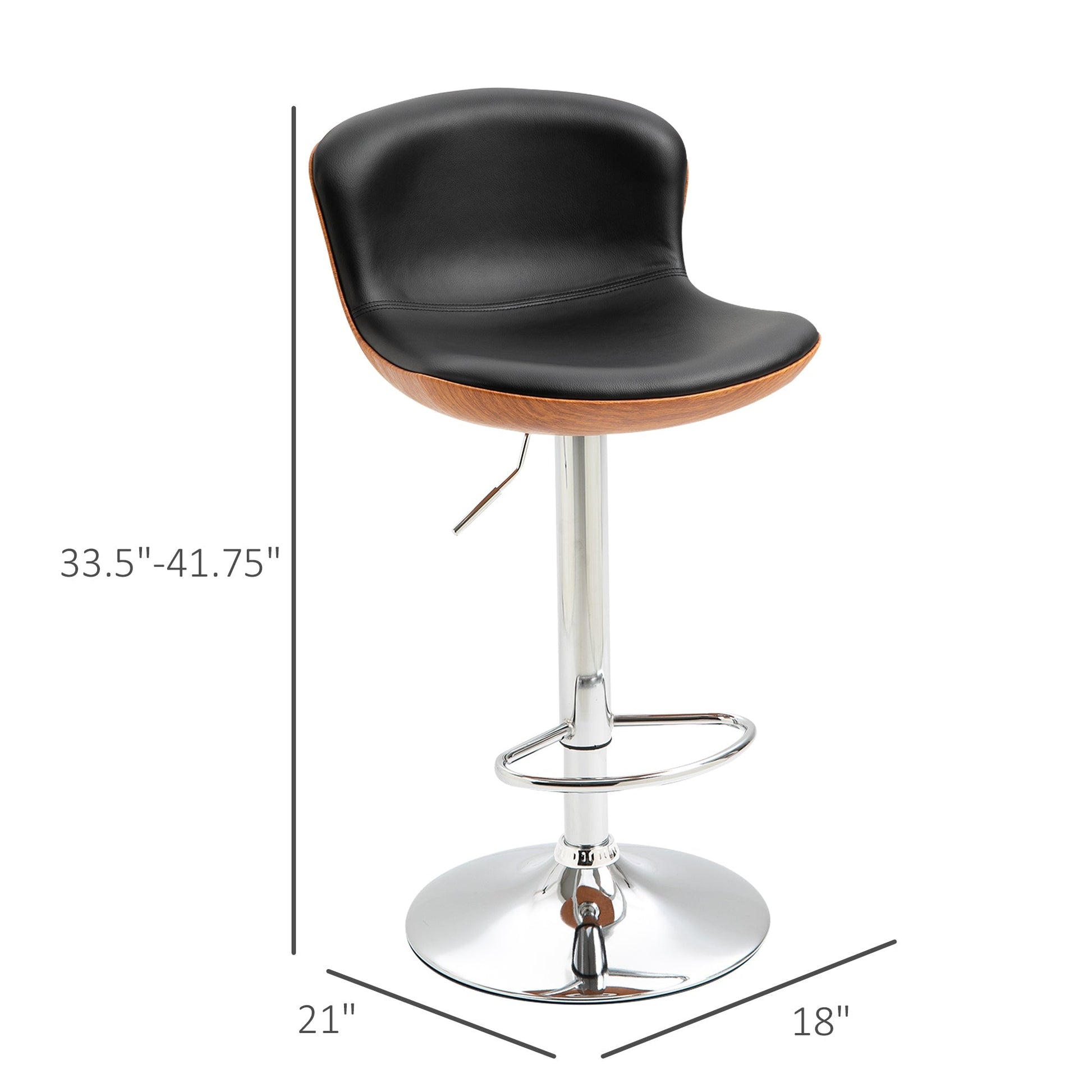 2 Piece Modern Barstools with Backrest Counter Chairs with Footrest Swivel Black Bar Stools   at Gallery Canada