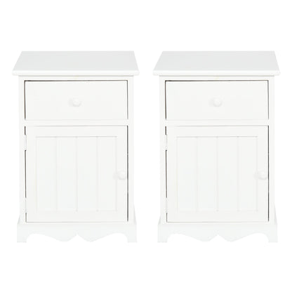 2 Piece Night Stand with 1 Drawer 1 Lower Cabinet, Elegant Bedside Table in Clean Lines and Curved Base, Home Furniture, White Bedside Tables   at Gallery Canada