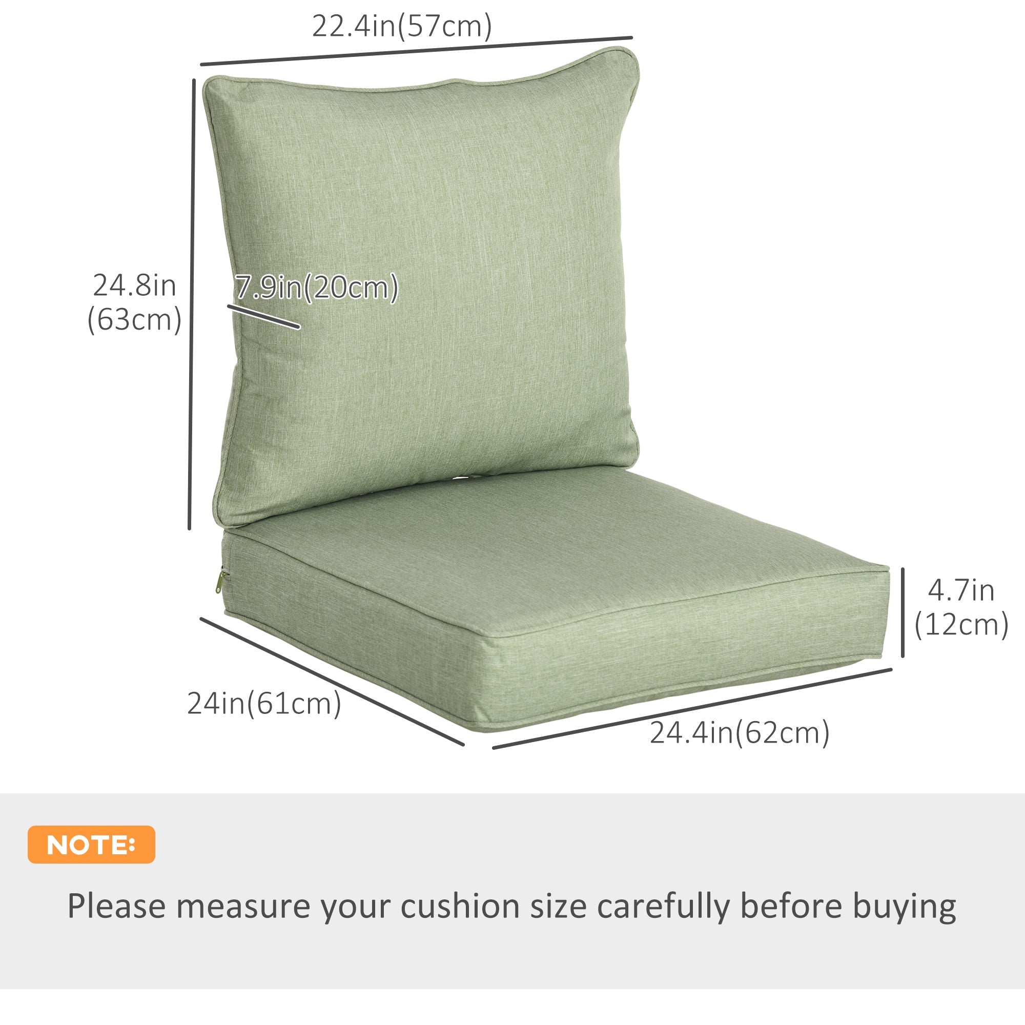 2-Piece Outdoor Patio Chair Cushions, Deep Seat Replacement Patio Cushions Set (Seat and Back), Light Green Patio Chair Cushions   at Gallery Canada