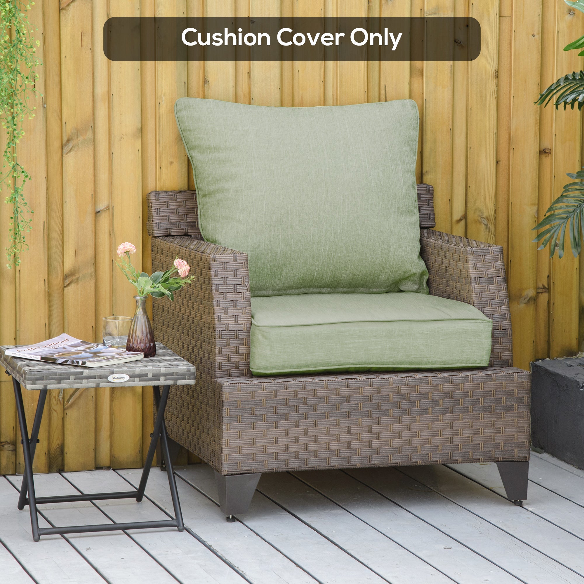 2-Piece Outdoor Patio Chair Cushions, Deep Seat Replacement Patio Cushions Set (Seat and Back), Light Green Patio Chair Cushions   at Gallery Canada