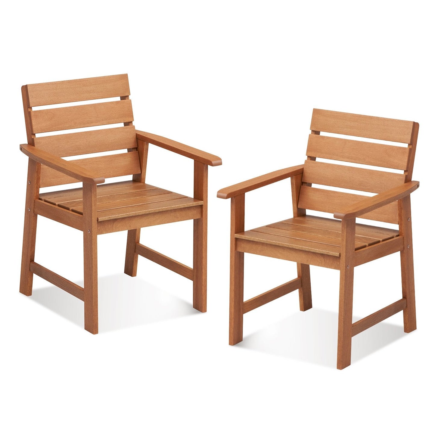 2 Piece Patio Hardwood Chair with Slatted Seat and Inclined Backrest, Natural Patio Dining Chairs   at Gallery Canada