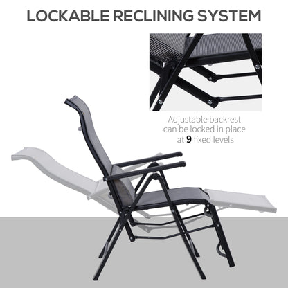 Zero Gravity Folding Recliners with 9-Level Adjustable Backrest, Lumbar Pillow, Grey Lounger Chairs   at Gallery Canada