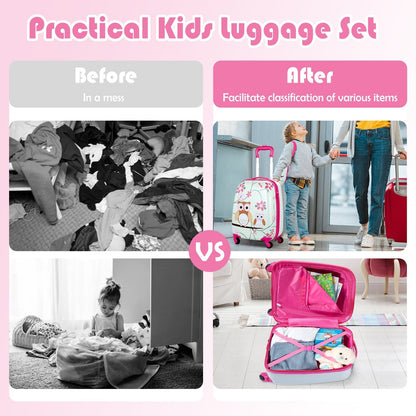 2 Pieces 12 Inch 16 Inch Green ABS Kids Suitcase Luggage Set, Pink Kids Luggage   at Gallery Canada