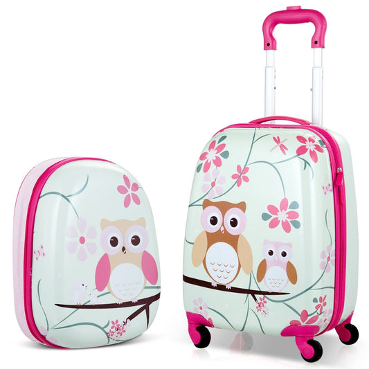 2 Pieces 12 Inch 16 Inch Green ABS Kids Suitcase Luggage Set, Pink Kids Luggage   at Gallery Canada