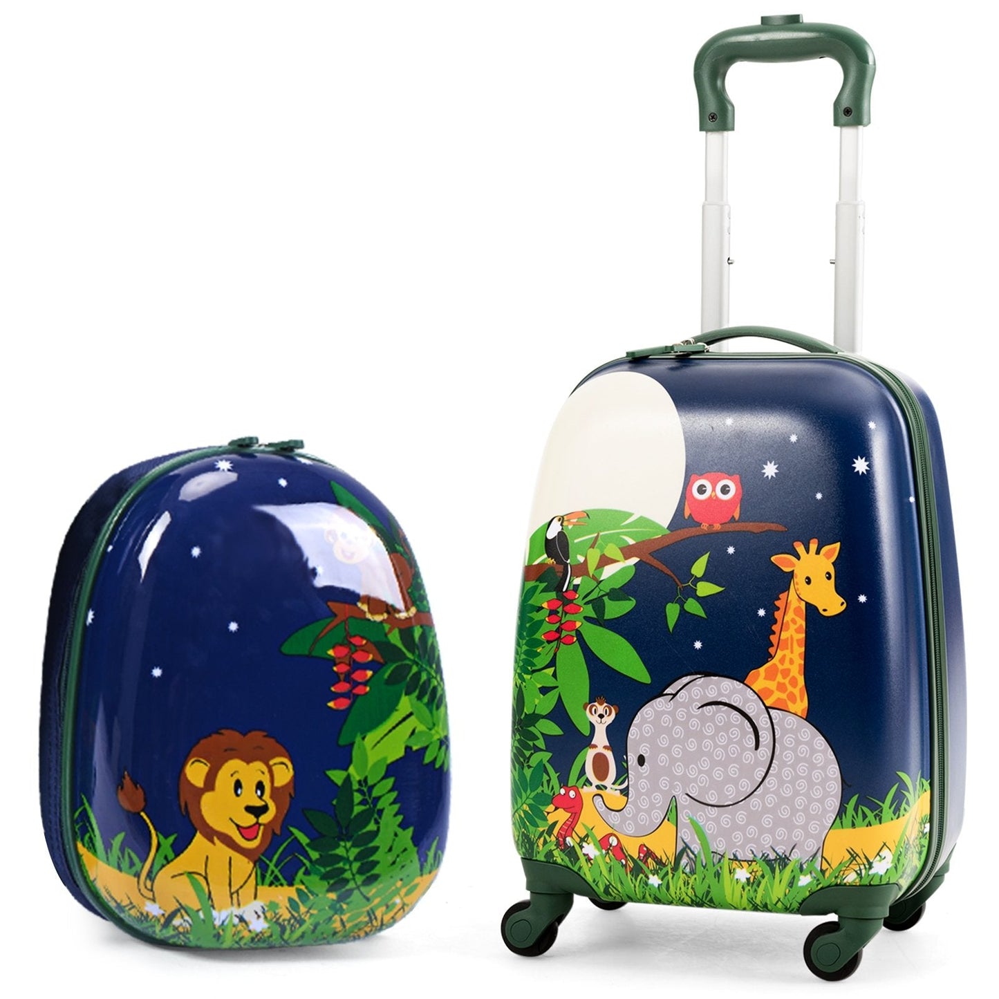 2 Pieces 12 Inch and 16 Inch Kids Carry on Suitcase Rolling Backpack School Luggage Set, Dark Blue Kids Luggage   at Gallery Canada